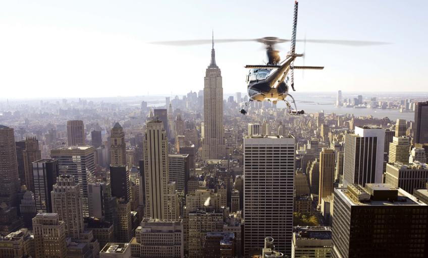 Luxury Helicopter Flying Over Manhattan